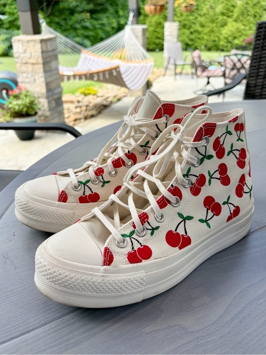 Converse Shoes - Converse Chuck Taylor Lift Cherry Print EmbroideredHigh Top Sneakers Size 9 🍒